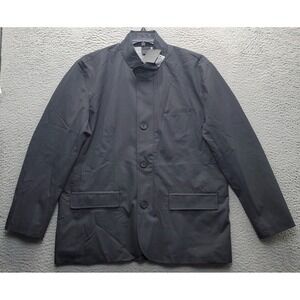 Dunning Golf Rain Jacket Mens Large Black Long Sleeve Button Front Inside Zipper
